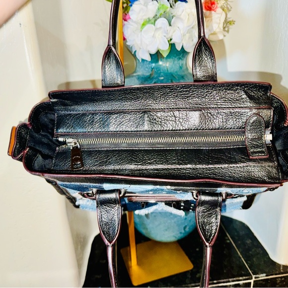 Coach 2016 Swagger 27 Canyon Quilt Denim Patchwork 2-way bag Pebble Leather- EUC - Picture 12 of 16